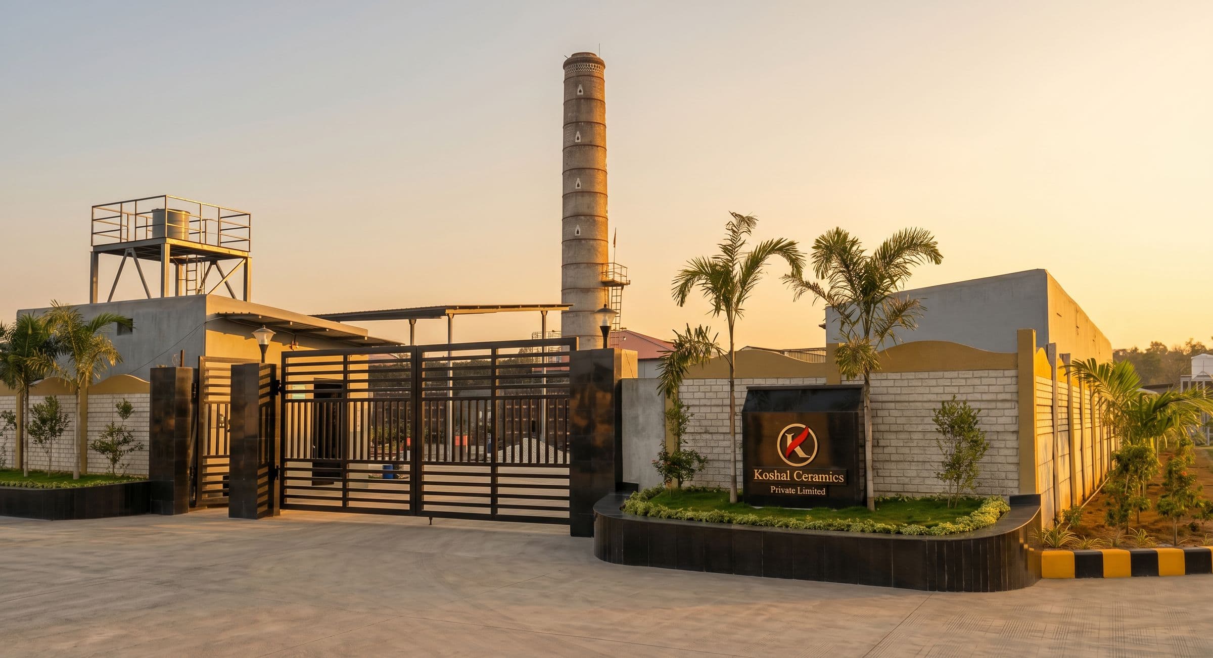 Koshal Ceramics manufacturing facility at dusk