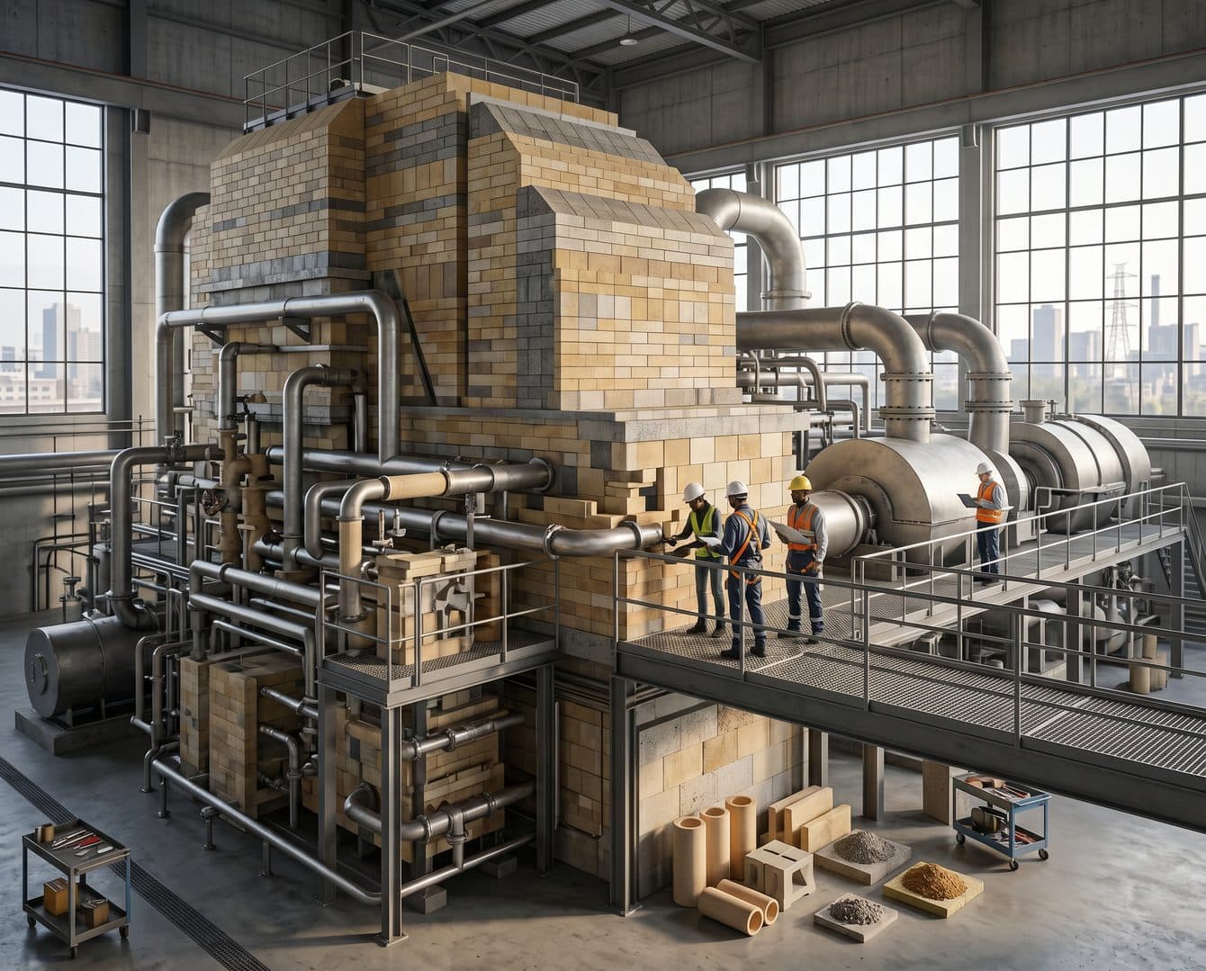 Industrial boiler inside a thermal power plant