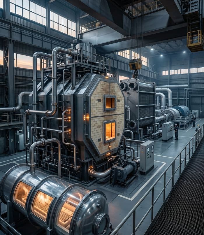 Industrial boiler in a power plant